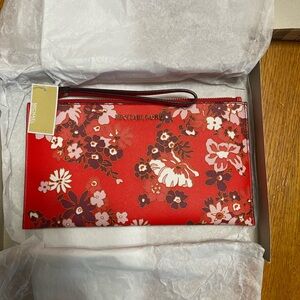 Michael Kors Red Floral Wristlet